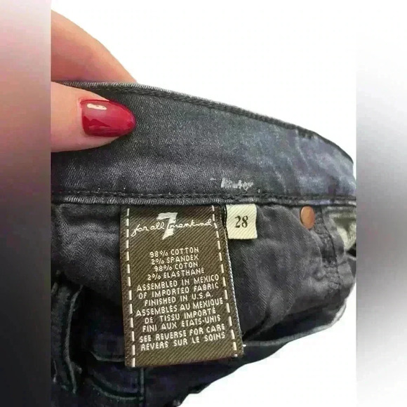 7 For All Mankind Skinny Bootcut Jeans Black Size 28 - Picture 4 of 4